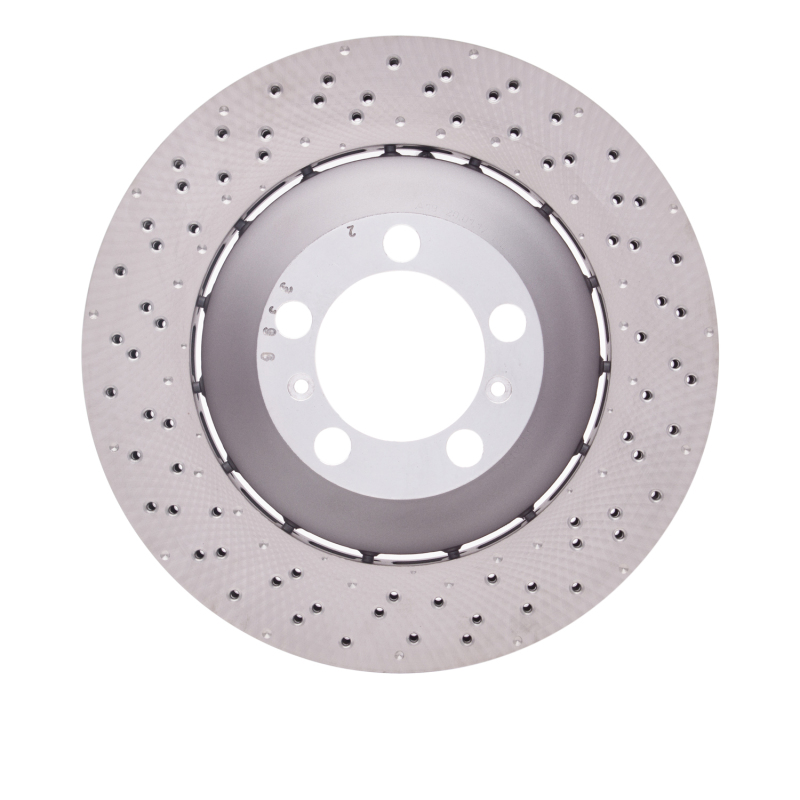 Porsche 911 Brake Rotor (1) - Left Front - R1 Concepts - Drilled Carbon Alloy GeoMET - `13-`19